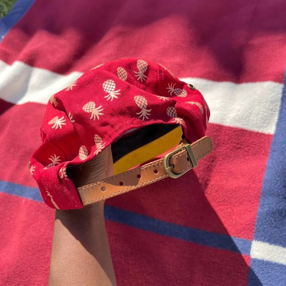 Qilo tactical monogram pineapple 5 panel red Hat w/ suede bill - Picture 2 of 4